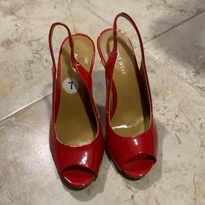 Hot red Nine West heels - Size 7